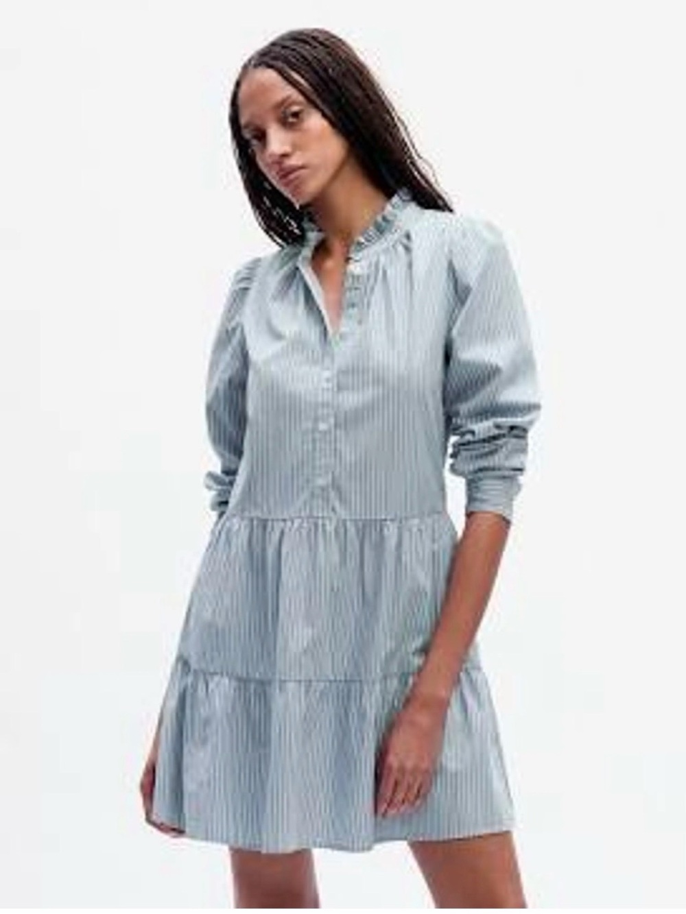VNeck Button Striped Down Shirt Dress XL Tall Flowy Loose Casual Boho Summer